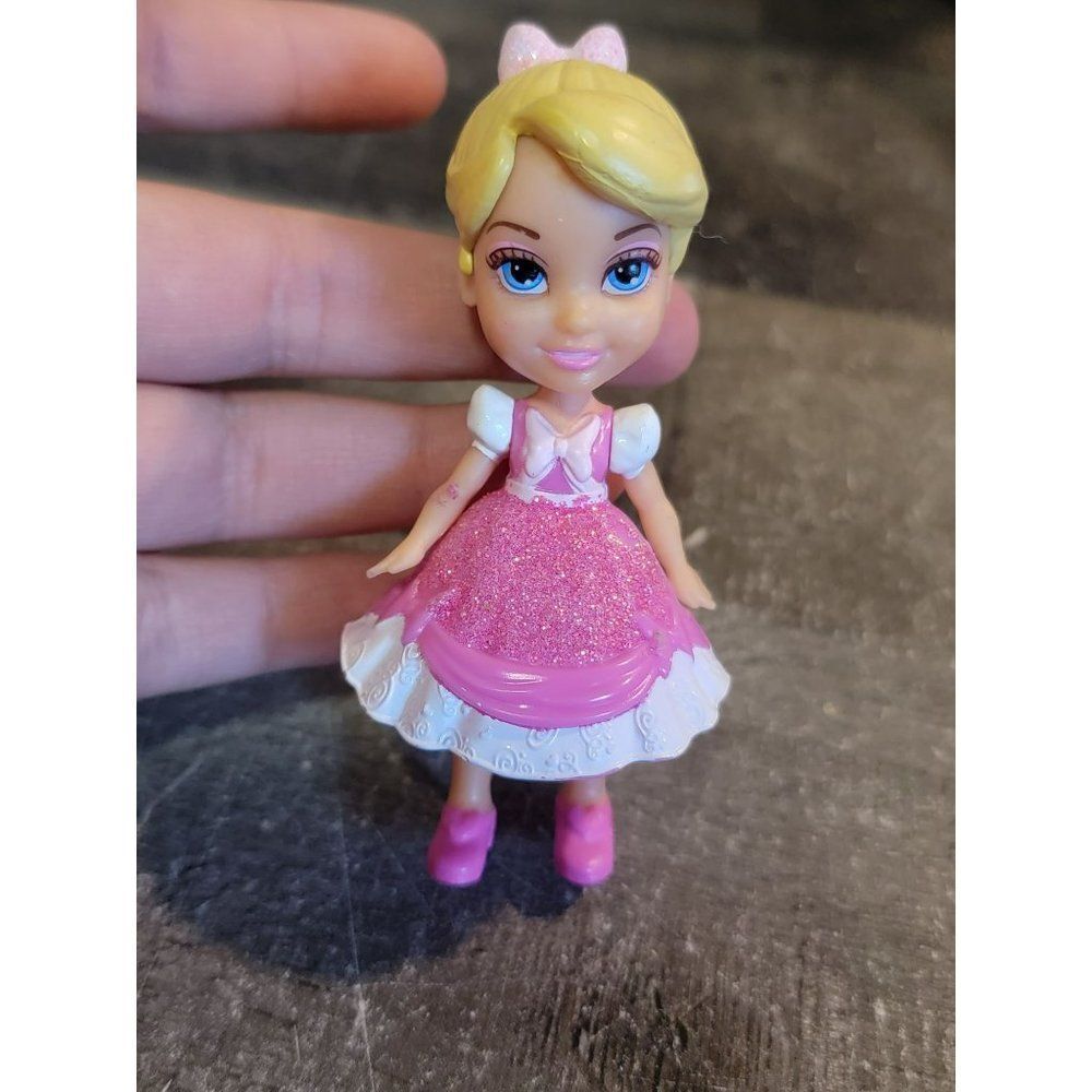 Blonde pink glitter dress Disney toy figure girl